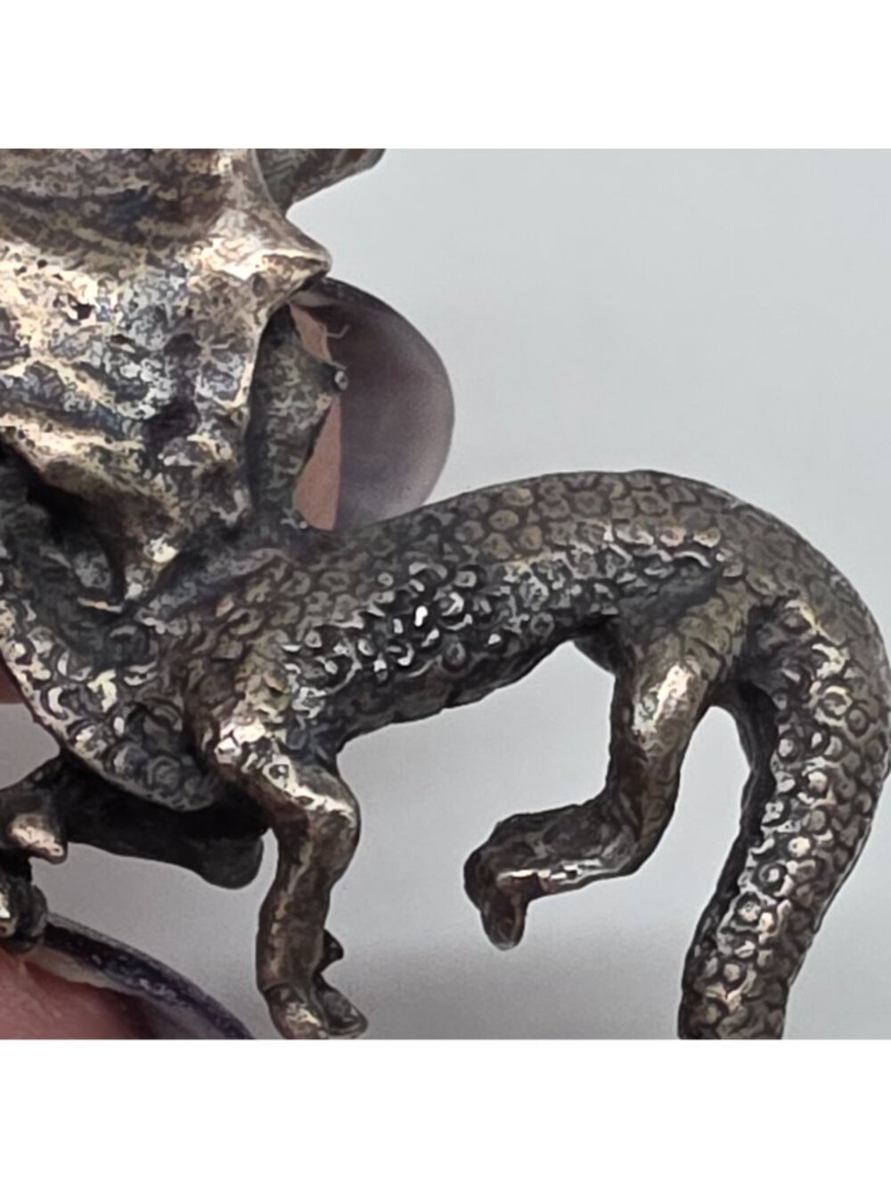 Pewter Dragon Pendant With Red Gemstone Eyes Gothic Fantasy Jewelry 3" - Picture 5 of 6